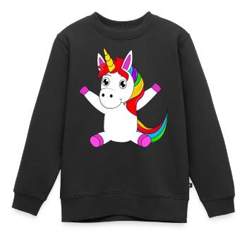 Licorne - Sweat Premium enfant bio - noir - Devant - AI Model Kid Female (0cm)