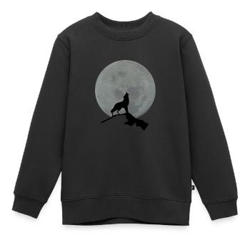 wolf moon grau - Kinder Premium Organic Sweatshirt - Schwarz - Vorne - AI Model Kid Female (0cm)