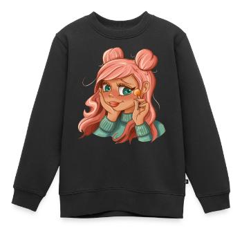 Candy Girl Mädchen mit Lolli Mädchenpower Kawaii - Kinder Premium Organic Sweatshirt - Schwarz - Vorne - AI Model Kid Female (0cm)