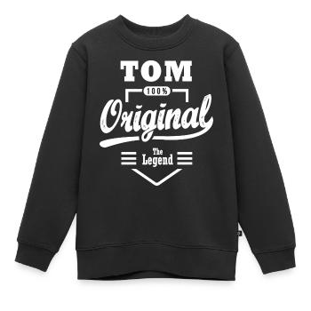 TOM ORIGINAL Tshirt personifiziert name tom - Kinder Premium Organic Sweatshirt - Schwarz - Vorne - AI Model Kid Female (0cm)