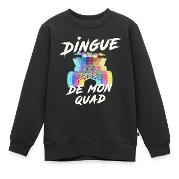Quad : T-shirt dingue de quad, quad multicolore - Sweat Premium enfant bio - noir - Devant - AI Model Kid Female (0cm)