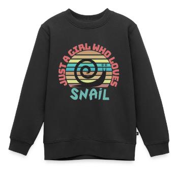 JUST A GIRL WHO LOVES SNAIL - PET SNAIL LOVER - Kinder Premium Organic Sweatshirt - Schwarz - Vorne - AI Model Kid Female (0cm)