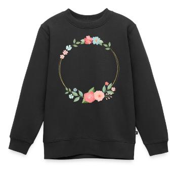 Flower wreath. modern. Customizable as a gift - Kids Premium Organic Sweatshirt - black - Front - AI Model Kid Female (0cm)