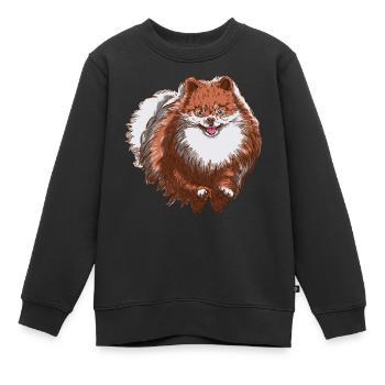 Cute Spitz court vers vous - Spitz Dog Design - Sweat Premium enfant bio - noir - Devant - AI Model Kid Female (0cm)