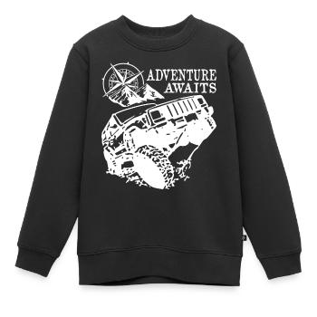 Adventure Awaits Jeep - Sweat Premium enfant bio - noir - Devant - AI Model Kid Female (0cm)