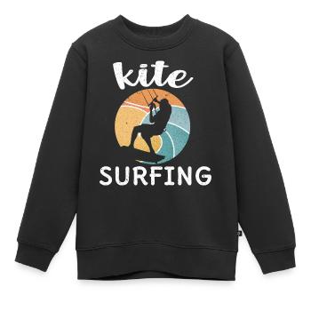 Kitesurfen Kiteboarding Kite Kiten - Kinder Premium Organic Sweatshirt - Schwarz - Vorne - AI Model Kid Female (0cm)