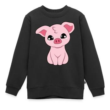 Schwein Schweinchen - Kinder Premium Organic Sweatshirt - Schwarz - Vorne - AI Model Kid Female (0cm)