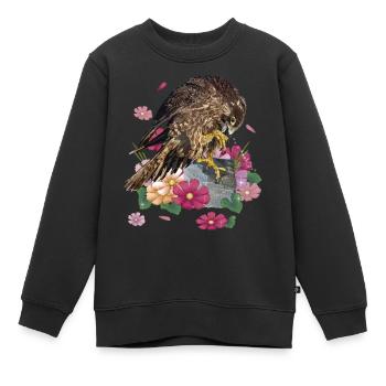 Faucon pèlerin - Sweat Premium enfant bio - noir - Devant - AI Model Kid Female (0cm)