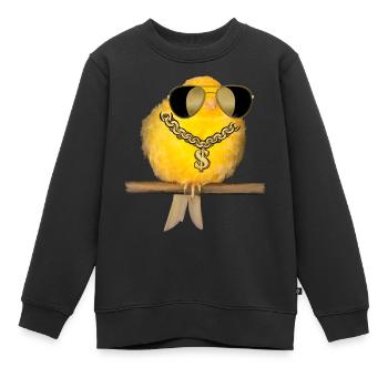 oiseau maléfique canari cool avec des lunettes de soleil - Sweat Premium enfant bio - noir - Devant - AI Model Kid Female (0cm)