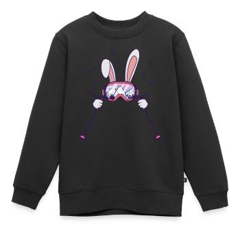 Lapin de ski avec bâtons de ski et lunettes de ski - Sweat Premium enfant bio - noir - Devant - AI Model Kid Female (0cm)