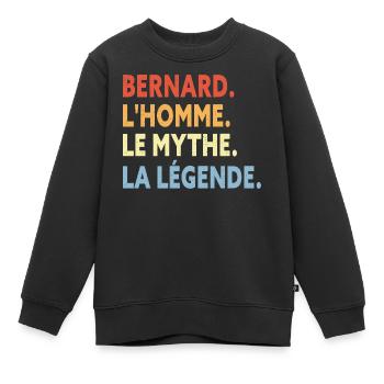Bernard homme mythe légende cadeau humour prénom - Sweat Premium enfant bio - noir - Devant - AI Model Kid Female (0cm)
