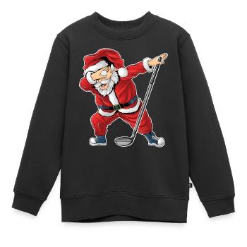 Weihnachtsmann spielt Golf Babbo Natale Golf - Kinder Premium Organic Sweatshirt - Schwarz - Vorne - AI Model Kid Female (0cm)