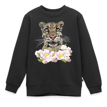 Leopardennebel - Kinder Premium Organic Sweatshirt - Schwarz - Vorne - AI Model Kid Female (0cm)
