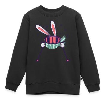 Lapin de ski avec bâtons de ski Lunettes de ski et écharpe - Sweat Premium enfant bio - noir - Devant - AI Model Kid Female (0cm)