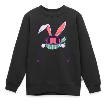 Lapin de ski avec bâtons de ski Lunettes de ski et écharpe - Sweat Premium enfant bio - noir - Devant - AI Model Kid Female (0cm)