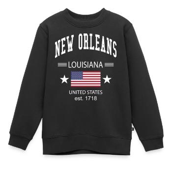 Nouvelle-Orléans - Sweat Premium enfant bio - noir - Devant - AI Model Kid Female (0cm)