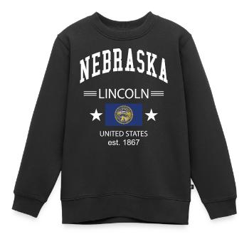 Nebraska - Sweat Premium enfant bio - noir - Devant - AI Model Kid Female (0cm)