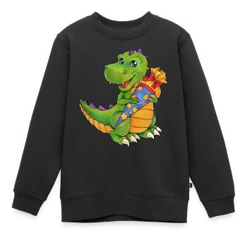 Dinosaurier Tyrannosaurus Saurier mit Zuckertüte - Kinder Premium Organic Sweatshirt - Schwarz - Vorne - AI Model Kid Female (0cm)