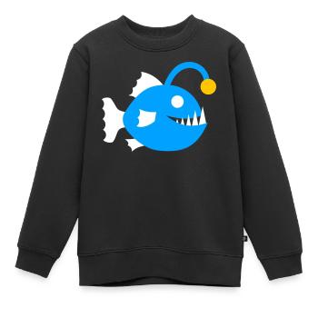 Fisch Anglerfisch Tiefsee Tiefseefisch Grafik Icon - Kinder Premium Organic Sweatshirt - Schwarz - Vorne - AI Model Kid Female (0cm)