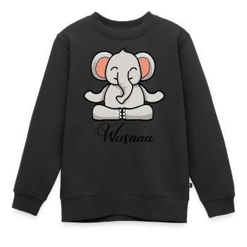 Auszeit Durchatmen Wusaaa Elefant - Kinder Premium Organic Sweatshirt - Schwarz - Vorne - AI Model Kid Female (0cm)