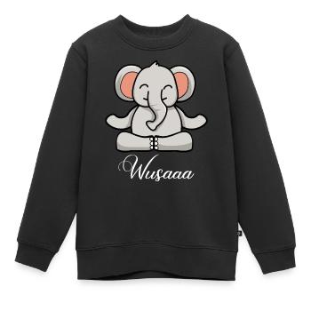 Auszeit Durchatmen Wusaaa Elefant - Kinder Premium Organic Sweatshirt - Schwarz - Vorne - AI Model Kid Female (0cm)