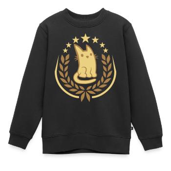 Lorbeerkranz edel Katze Logo - Kinder Premium Organic Sweatshirt - Schwarz - Vorne - AI Model Kid Female (0cm)