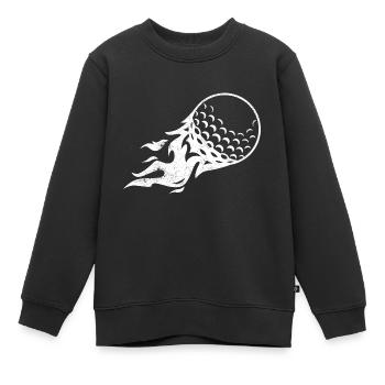 FEUERBALL GOLFER FEUER GOLF GRÜN SPIEL BALL MOTIV - Kinder Premium Organic Sweatshirt - Schwarz - Vorne - AI Model Kid Female (0cm)