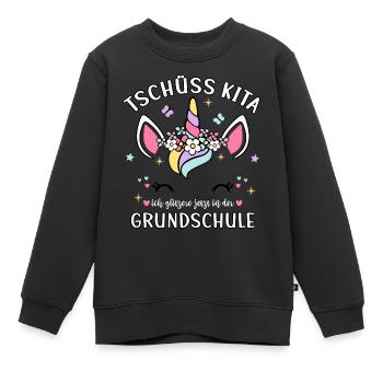 Einschulung Schulkind Einhorn Mädchen Geschenkidee - Kinder Premium Organic Sweatshirt - Schwarz - Vorne - AI Model Kid Female (0cm)