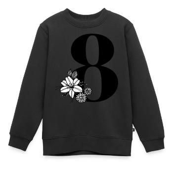 Zahl 8 - Kinder Premium Organic Sweatshirt - Schwarz - Vorne - AI Model Kid Female (0cm)