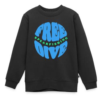 Freitauch- und Speerfischen Typografie - Kinder Premium Organic Sweatshirt - Schwarz - Vorne - AI Model Kid Female (0cm)