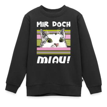 Witziger Kater - "Mir doch MIAU" - Kinder Premium Organic Sweatshirt - Schwarz - Vorne - AI Model Kid Female (0cm)