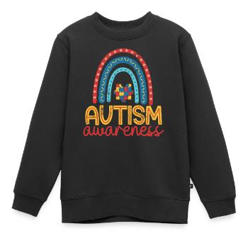 ADHS AUTIST BEHINDERT SYNDROM LIEBE BEWUSST SPRUCH - Kinder Premium Organic Sweatshirt - Schwarz - Vorne - AI Model Kid Female (0cm)