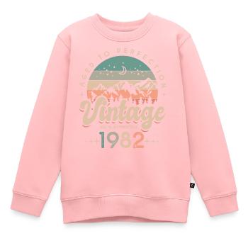 1982 Vintage anniversaire 40 ans - Sweat Premium enfant bio - rose - Devant - AI Model Kid Female (0cm)