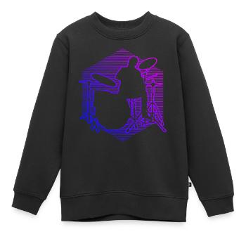 Drummer Drum Kit Damen Schlagzeuger Schlagzeugspie - Kinder Premium Organic Sweatshirt - Schwarz - Vorne - AI Model Kid Female (0cm)