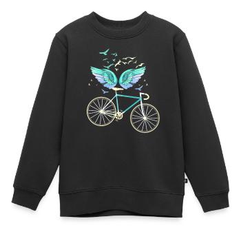 ailes d’ange, ailes, ailes d’ange, vélo, vélo - Sweat Premium enfant bio - noir - Devant - AI Model Kid Female (0cm)
