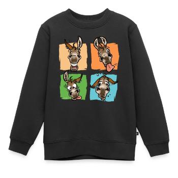 Trombines d'ânes (pour textiles clairs) - Sweat Premium enfant bio - noir - Devant - AI Model Kid Female (0cm)