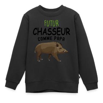 Fils Chasseur Comme Papa - Sweat Premium enfant bio - noir - Devant - AI Model Kid Female (0cm)