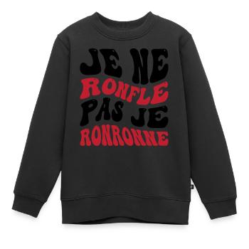 Je ne ronfle pas je ronronne - Sweat Premium enfant bio - noir - Devant - AI Model Kid Female (0cm)