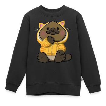 Süßes Schnabeltier im Katzenohr-Kapuzenpullover - Schnabeltier - Kinder Premium Organic Sweatshirt - Schwarz - Vorne - AI Model Kid Female (0cm)