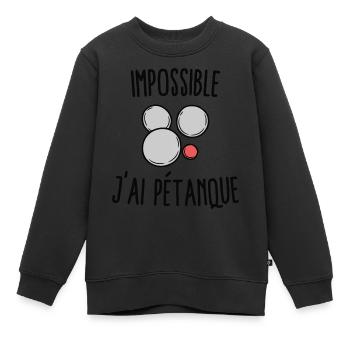 Impossible j'ai pétanque - Sweat Premium enfant bio - noir - Devant - AI Model Kid Female (0cm)