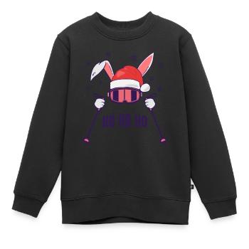 Lapin de ski Lapin de ski avec chapeau de Père Noël et bâtons de ski - Sweat Premium enfant bio - noir - Devant - AI Model Kid Female (0cm)