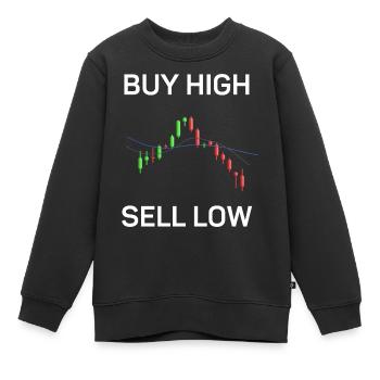 Acheter haut, vendre bas, s’amuser - Sweat Premium enfant bio - noir - Devant - AI Model Kid Female (0cm)