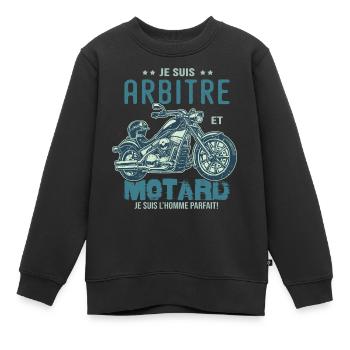 motard le meilleur arbitre le meilleur - Sweat Premium enfant bio - noir - Devant - AI Model Kid Female (0cm)
