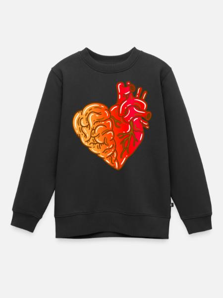 Cœur Cerveau - Sweat Premium enfant bio - noir