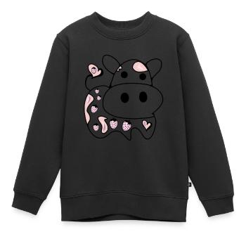 Line Drawing - Cow - Kids Premium Organic Sweatshirt - black - Front - AI Model Kid Female (0cm)
