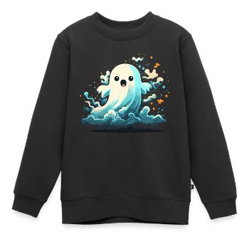 Fantôme nuageux - Sweat Premium enfant bio - noir - Devant - AI Model Kid Female (0cm)