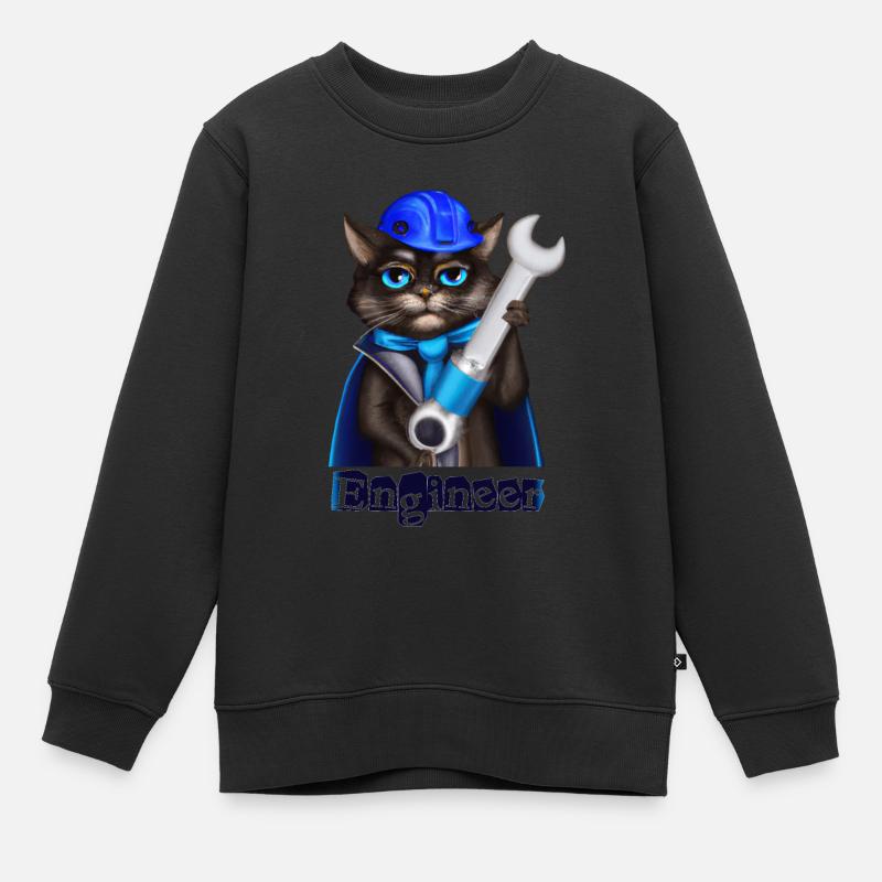 Cat Engineer - Kids Premium Organic Sweatshirt - black