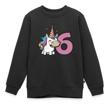 Einhorn Geburtstag für 6. Geburtstagsparty - Kinder Premium Organic Sweatshirt - Schwarz - Vorne - AI Model Kid Female (0cm)