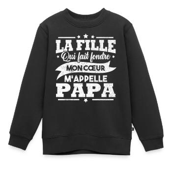 La fille qui fait fondre mon cœur m appelle papa - Sweat Premium enfant bio - noir - Devant - AI Model Kid Female (0cm)