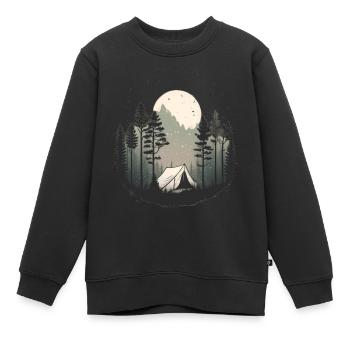 Zelt im Walt für Camper und Backpacker - Kinder Premium Organic Sweatshirt - Schwarz - Vorne - AI Model Kid Female (0cm)